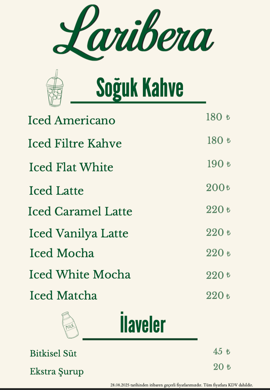 Cold Coffee Menu